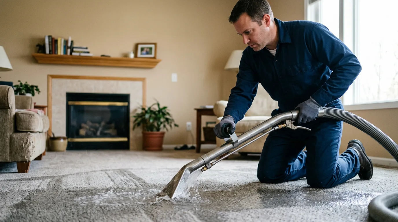 Water damage restoration technician working near Latham, OH